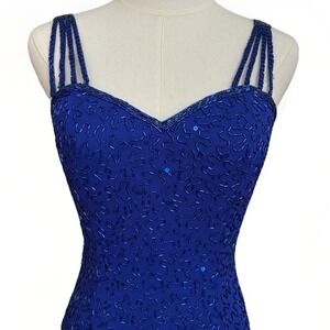 Niteline Della 1990s Silk Beaded Cocktail Dress Size 4 Event Formal Sequin Prom